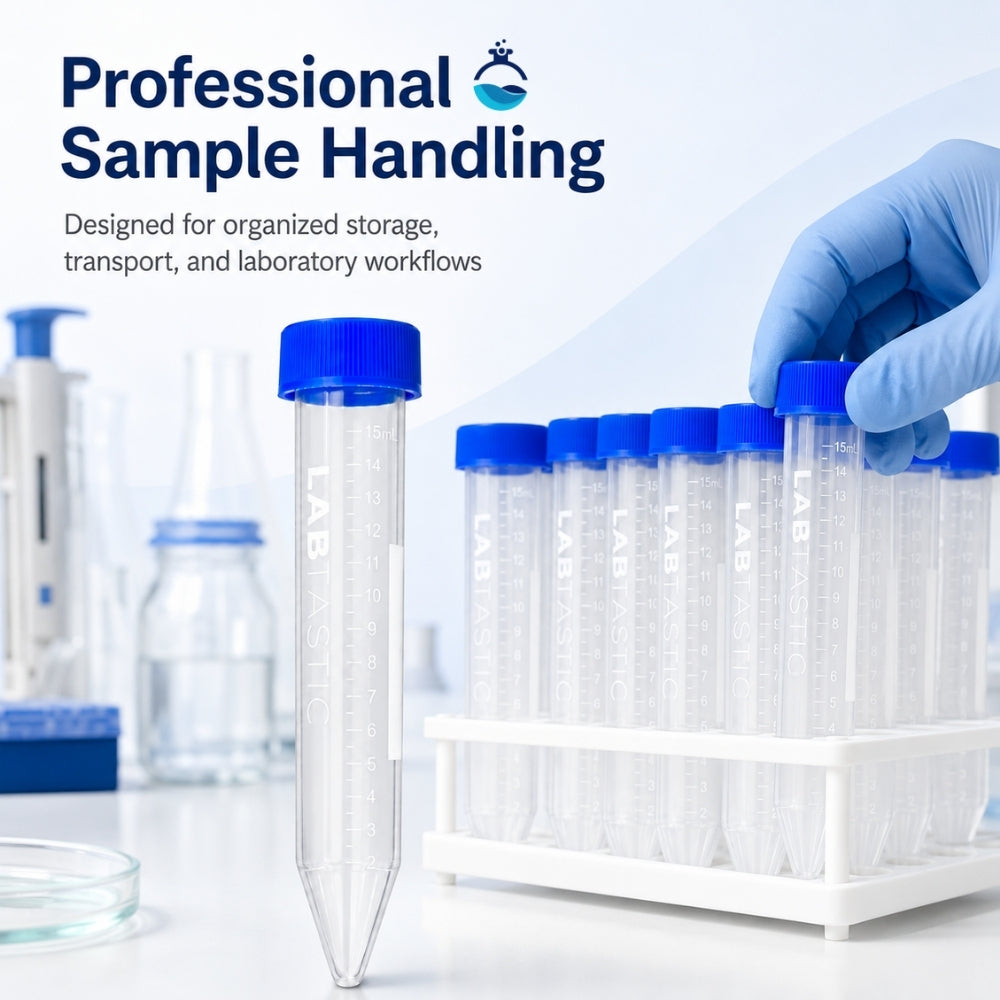 15mL Sterile Conical Centrifuge Tubes, Individually Sealed, LOT Traceable. For Lab, Diagnostic & Research Use. 100 pack