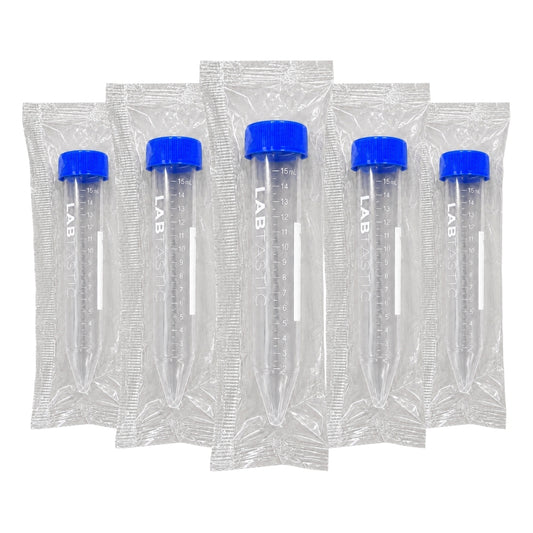 15mL Sterile Conical Centrifuge Tubes, Individually Sealed, LOT Traceable. For Lab, Diagnostic & Research Use. 100 pack